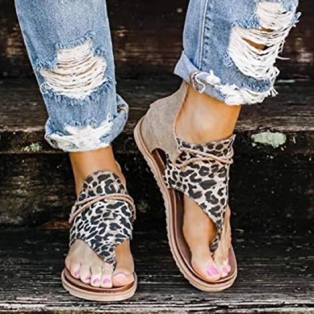 Cute summer Cheetah print Open sandals